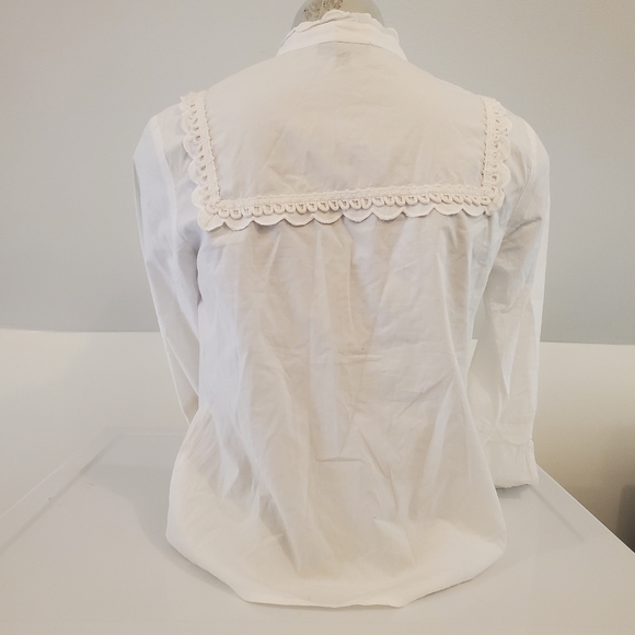 Topshop White Frilled Blouse w Bell Sleeves - Picture 3 of 5